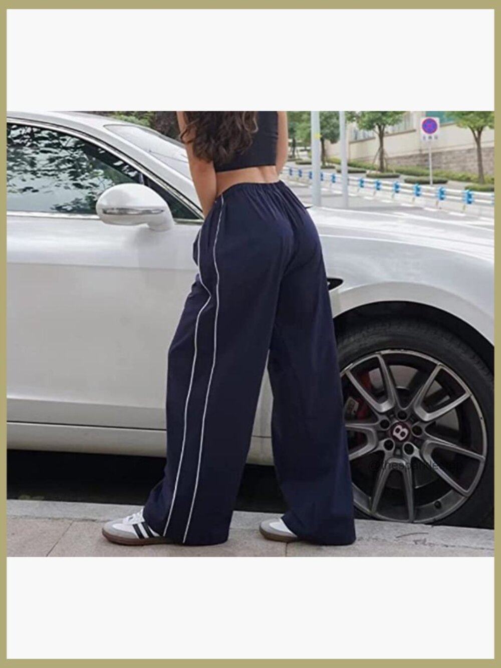 Baggy Y2K Parachute Pants Low Rise Track Pants with Drawstring Cuffs - Picture 2 of 7